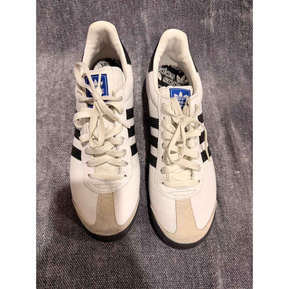Adidas Samoa White Black Leather Sneakers Mens 10.5 Low Top Shoes 675033 Retro
